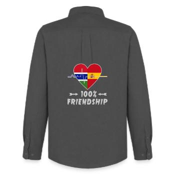 Gambia und Spanien 100% Freundschaft - Männer Oxford Hemd von Stanley/Stella - Anthrazit - Hinten - AI Model Male 185 dark (185cm)