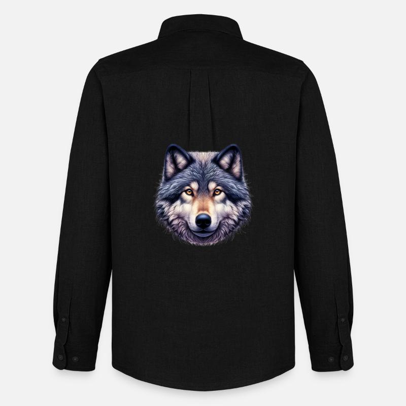 Wolf - Männer Oxford Hemd von Stanley/Stella - Schwarz