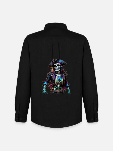 Pirate Skeleton Illustration - Men's Oxford Shirt by Stanley/Stella - black