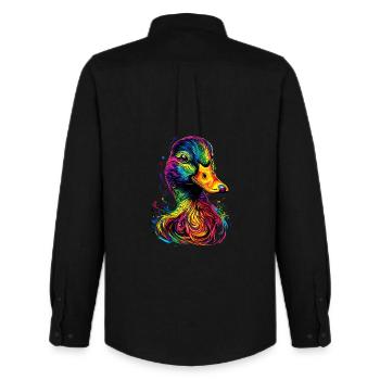 Ente Bunt Regenbogen Stockente Erpel Süße Enten - Männer Oxford Hemd von Stanley/Stella - Schwarz - Hinten - AI Model Male 185 dark (185cm)