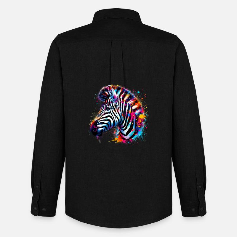 Zebra - Männer Oxford Hemd von Stanley/Stella - Schwarz