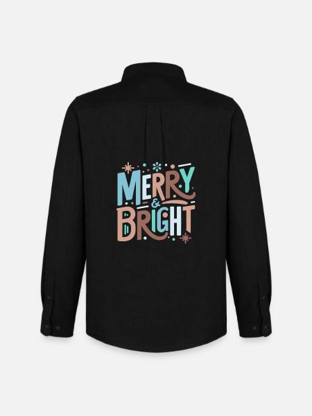 Merry & Bright Festive Typography - Men's Oxford Shirt by Stanley/Stella - black