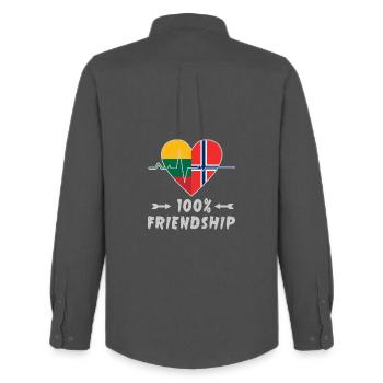 Lithuania and Norway 100% friendship - Men's Oxford Shirt by Stanley/Stella - anthracite - Back - AI Model Male 185 dark (185cm)