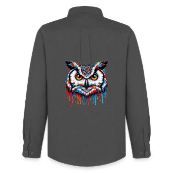 Owl - Men's Oxford Shirt by Stanley/Stella - anthracite - Back - AI Model Male 185 dark (185cm)