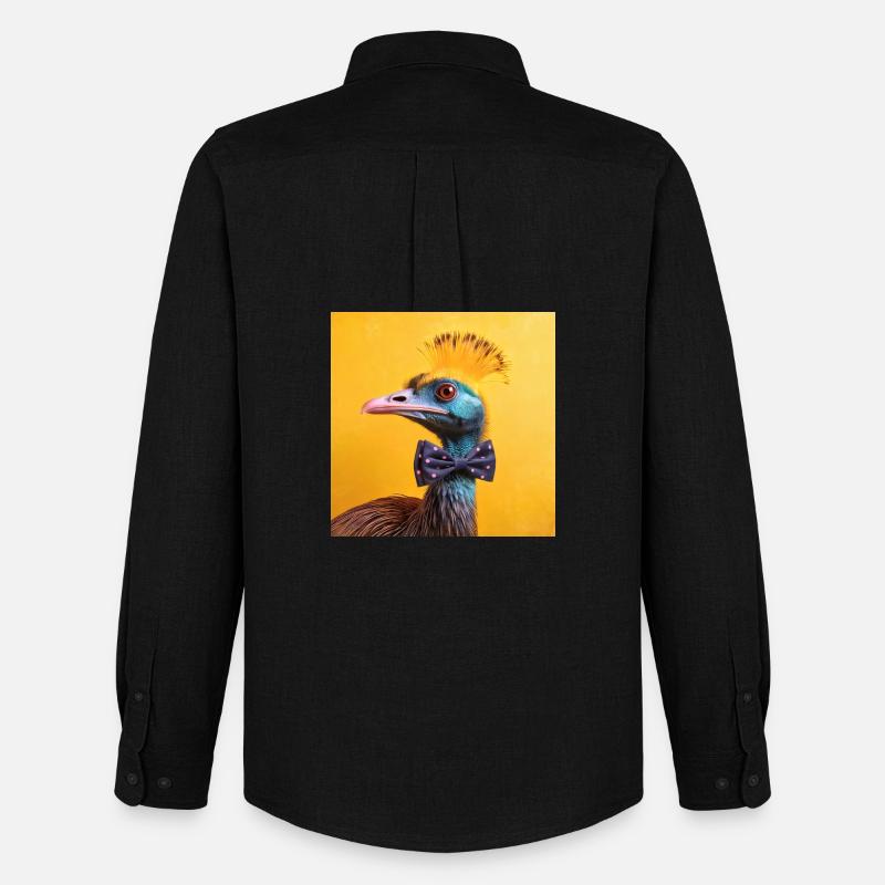 Blauer Vogel mit Fliege - Männer Oxford Hemd von Stanley/Stella - Schwarz