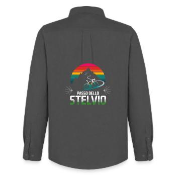 Passo delle Stelvio Cycling Design - Chemise Oxford homme Stanley/Stella - charbon - Dos - AI Model Male 185 dark (185cm)