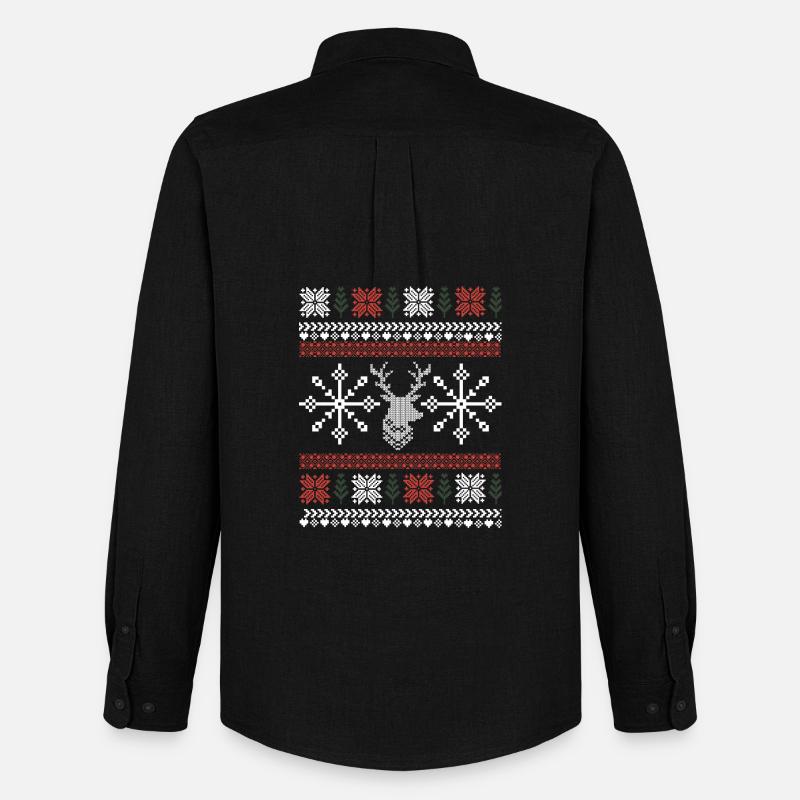 Retro Weihnachtsmuster - Männer Oxford Hemd von Stanley/Stella - Schwarz