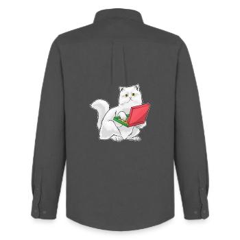 Pizza Chat Persan - Chemise Oxford homme Stanley/Stella - charbon - Dos - AI Model Male 185 dark (185cm)