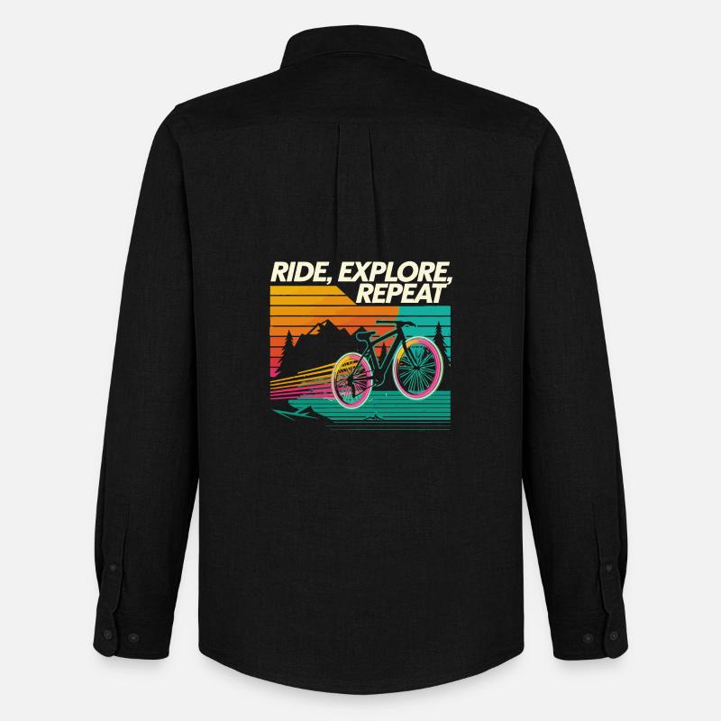 Ride Explore Repeat Adventure - Men's Oxford Shirt by Stanley/Stella - black