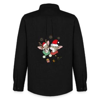 Joyeux Noël - Chemise Oxford homme Stanley/Stella - noir - Dos - AI Model Male 185 dark (185cm)