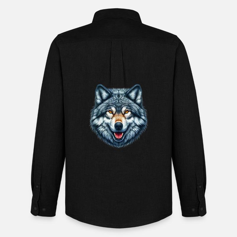Wolf - Männer Oxford Hemd von Stanley/Stella - Schwarz