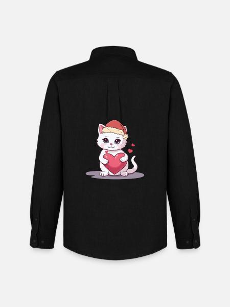 Xmas Cat Kitten Cats Santa Claus - Men's Oxford Shirt by Stanley/Stella - black