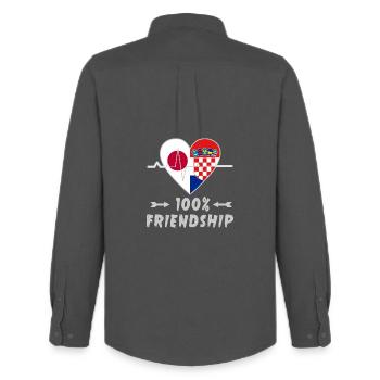 Japan und Kroatien 100% Freundschaft - Männer Oxford Hemd von Stanley/Stella - Anthrazit - Hinten - AI Model Male 185 dark (185cm)