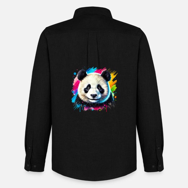 Panda - Männer Oxford Hemd von Stanley/Stella - Schwarz
