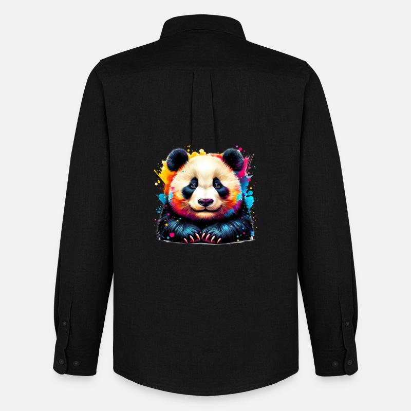 Panda - Männer Oxford Hemd von Stanley/Stella - Schwarz