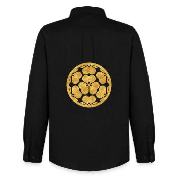 Vintage Faux Gold Chosokabe Japan Mon Oriental - Men's Oxford Shirt by Stanley/Stella - black - Back - AI Model Male 185 dark (185cm)