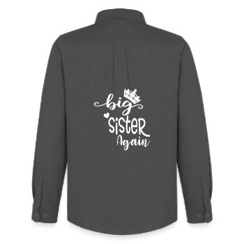 Big sister gift Big Sister Again - Men's Oxford Shirt by Stanley/Stella - anthracite - Back - AI Model Male 185 dark (185cm)