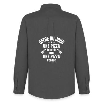 pizza, pizza maker, pizza fan - Men's Oxford Shirt by Stanley/Stella - anthracite - Back - AI Model Male 185 dark (185cm)