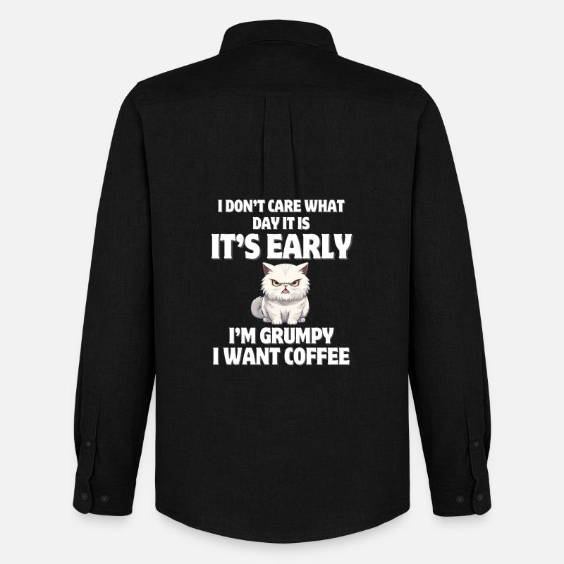 Morgenschritte, Kaffee, Kaffee - Männer Oxford Hemd von Stanley/Stella - Schwarz