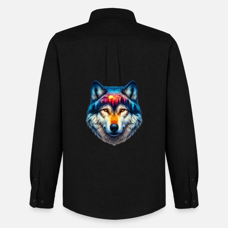 Wolf - Männer Oxford Hemd von Stanley/Stella - Schwarz