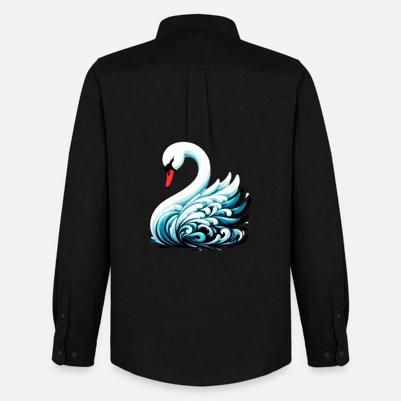 Schwan - Männer Oxford Hemd von Stanley/Stella - Schwarz