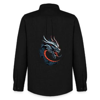 Dragon Mythical Creature Dragon Lover Fire Dragon - Men's Oxford Shirt by Stanley/Stella - black - Back - AI Model Male 185 dark (185cm)