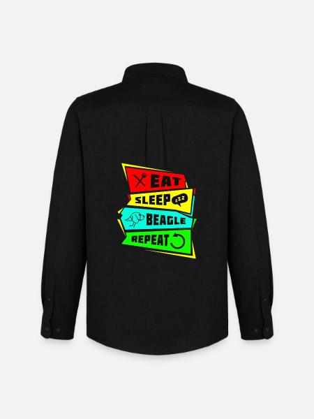 Eat Sleep Beagle Repeat - Men's Oxford Shirt by Stanley/Stella - black