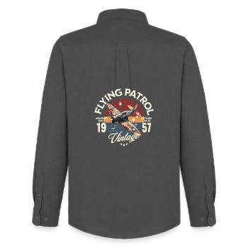 Vintage Patriot Aviator - Men's Oxford Shirt by Stanley/Stella - anthracite - Back - AI Model Male 185 dark (185cm)