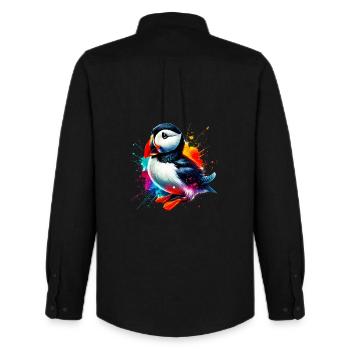 Puffin - Men's Oxford Shirt by Stanley/Stella - black - Back - AI Model Male 185 dark (185cm)