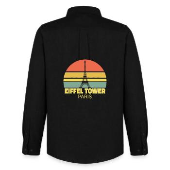 Eiffel Tower Paris Retro Silhouette - Men's Oxford Shirt by Stanley/Stella - black - Back - AI Model Male 185 dark (185cm)