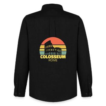 Colosseum Rome Retro Silhouette - Men's Oxford Shirt by Stanley/Stella - black - Back - AI Model Male 185 dark (185cm)