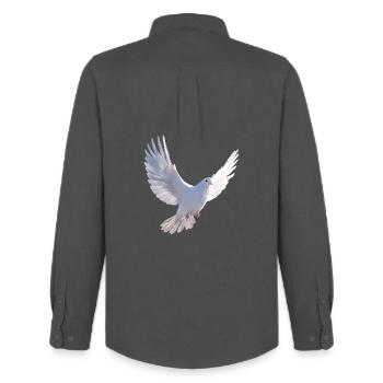 Taube Weiß Frieden Peace Ringeltaube Weiße Tauben - Männer Oxford Hemd von Stanley/Stella - Anthrazit - Hinten - AI Model Male 185 dark (185cm)