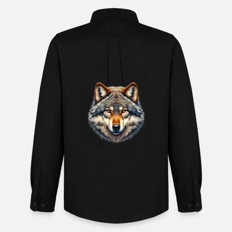 Wolf - Männer Oxford Hemd von Stanley/Stella - Schwarz