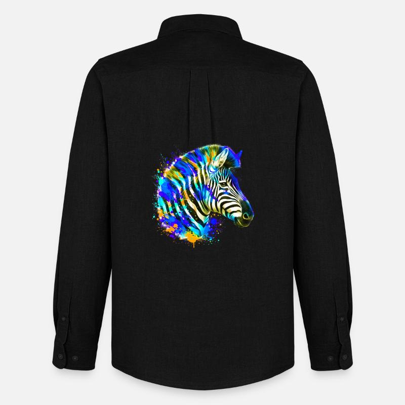 Zebra - Männer Oxford Hemd von Stanley/Stella - Schwarz