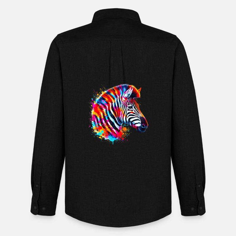 Zebra - Männer Oxford Hemd von Stanley/Stella - Schwarz