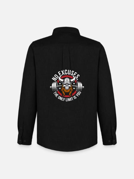 Viking Schedel Motiverende Gym Graphic - Stanley/Stella Oxford Heren overhemd - zwart