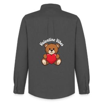 Valentine Vibes für verliebte zu Valentinstag - Männer Oxford Hemd von Stanley/Stella - Anthrazit - Hinten - AI Model Male 185 dark (185cm)