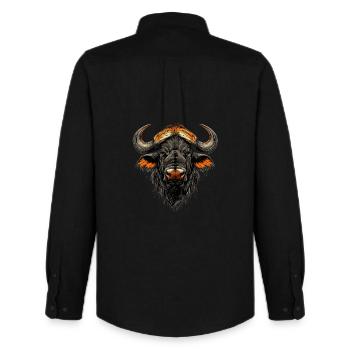 Buffalo Cape Buffalo Safari African Buffalo - Men's Oxford Shirt by Stanley/Stella - black - Back - AI Model Male 185 dark (185cm)