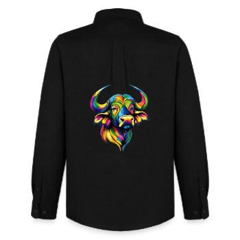 Buffalo Cape Buffalo Safari African Buffalo - Men's Oxford Shirt by Stanley/Stella - black - Back - AI Model Male 185 dark (185cm)