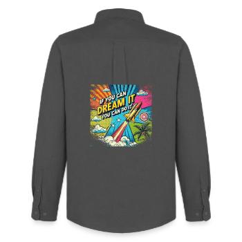 If you can Dream it you can do it - Pop Art Style - Men's Oxford Shirt by Stanley/Stella - anthracite - Back - AI Model Male 185 dark (185cm)