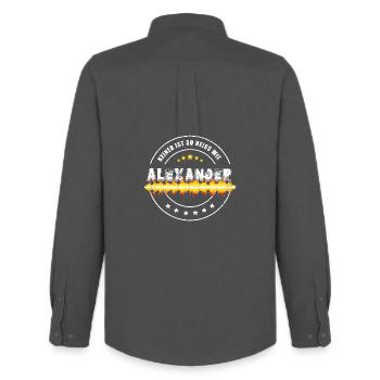 Keiner ist so heiss wie ALEXANDER - Männer Oxford Hemd von Stanley/Stella - Anthrazit - Hinten - AI Model Male 185 dark (185cm)