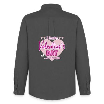 I hate valentine`s day - Männer Oxford Hemd von Stanley/Stella - Anthrazit - Hinten - AI Model Male 185 dark (185cm)