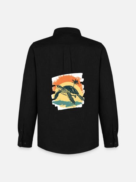 Sea Turtle Retro - Men's Oxford Shirt by Stanley/Stella - black