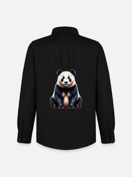 Panda - Männer Oxford Hemd von Stanley/Stella - Schwarz