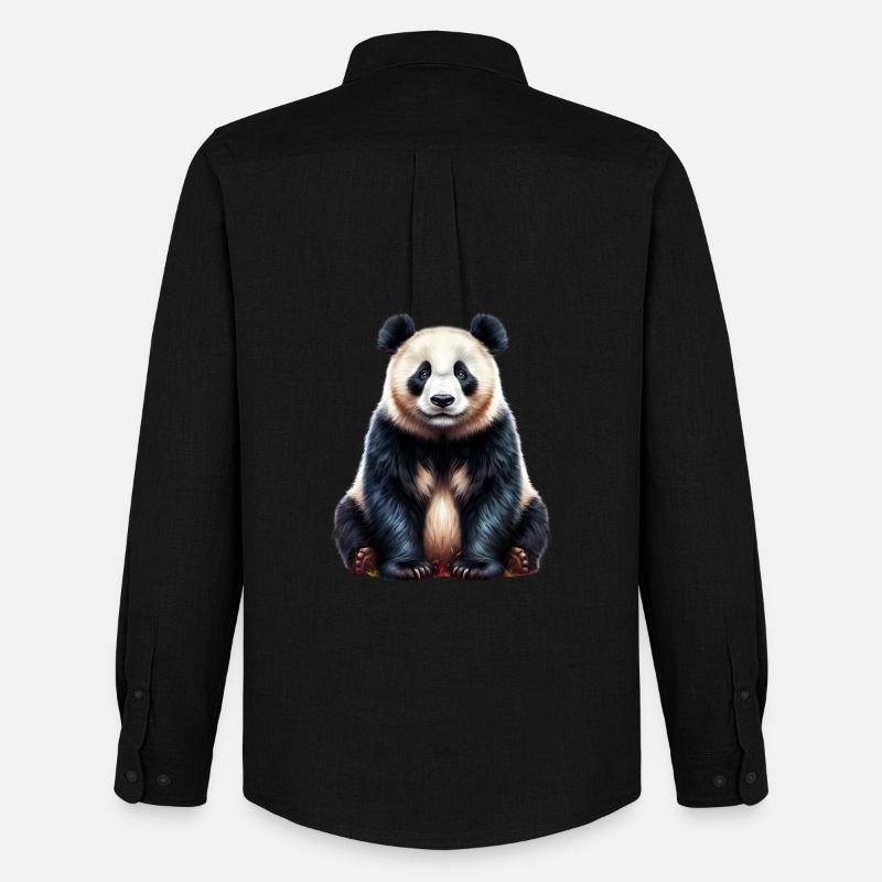 Panda - Männer Oxford Hemd von Stanley/Stella - Schwarz