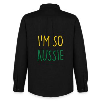 JE SUIS TELLEMENT AUSTRALIEN Australie - Chemise Oxford homme Stanley/Stella - noir - Dos - AI Model Male 185 dark (185cm)
