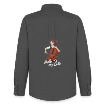 Bonjour, c’est mon violoncelliste, - Chemise Oxford homme Stanley/Stella - charbon - Dos - AI Model Male 185 dark (185cm)
