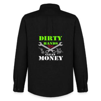 Auto Tuning Schrauber Kult Shirt Dirty Hands (25) - Männer Oxford Hemd von Stanley/Stella - Schwarz - Hinten - AI Model Male 185 dark (185cm)