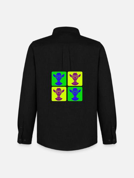 Alien Cowboy Pop Art Design - Men's Oxford Shirt by Stanley/Stella - black