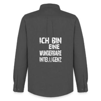 AI Saying I'm a Wonderful Intelligence - Men's Oxford Shirt by Stanley/Stella - anthracite - Back - AI Model Male 185 dark (185cm)